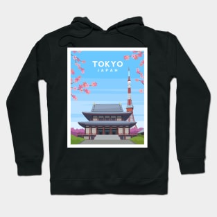 Tokyo Japan - Tokyo Tower and Zojoji Temple Hoodie